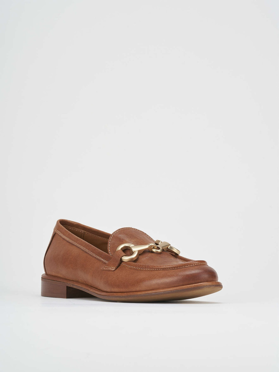 Loafers heel 2 cm brown leather