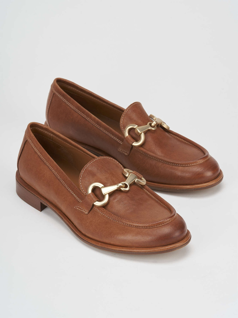 Loafers heel 2 cm brown leather