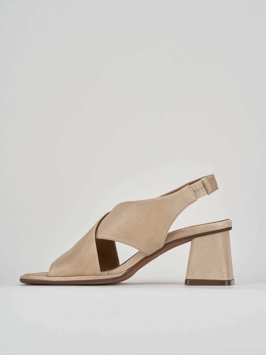 Sandali tacco 6cm pelle beige