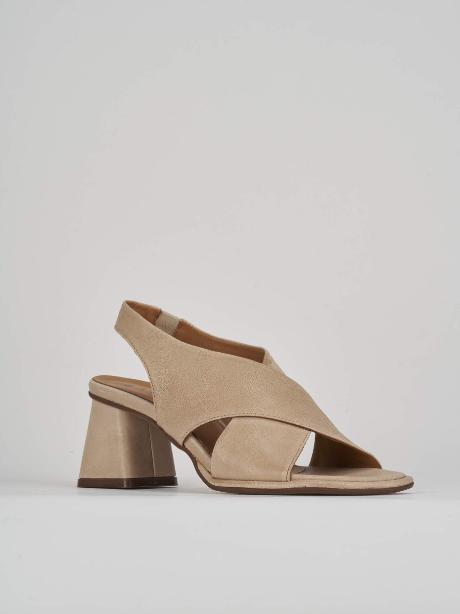 Sandali tacco 6cm pelle beige