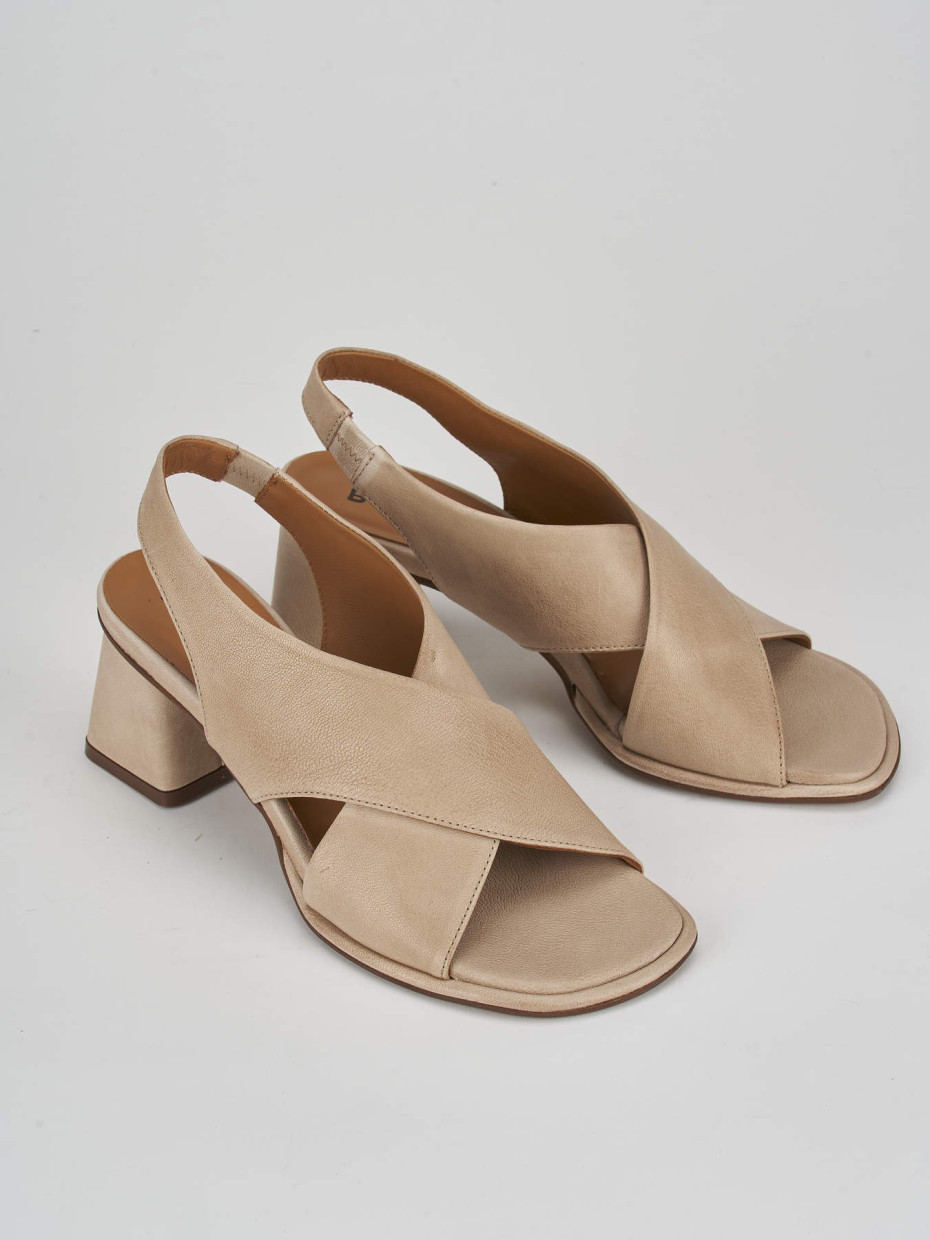 Sandali tacco 6cm pelle beige