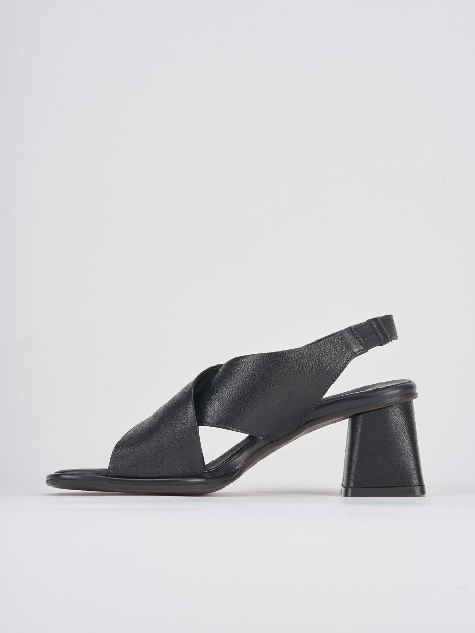 High heel sandals heel 6 cm black leather