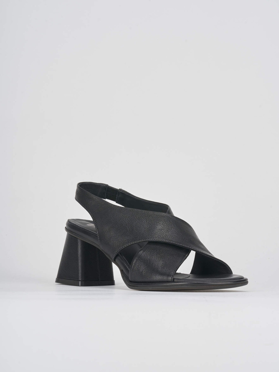 High heel sandals heel 6 cm black leather
