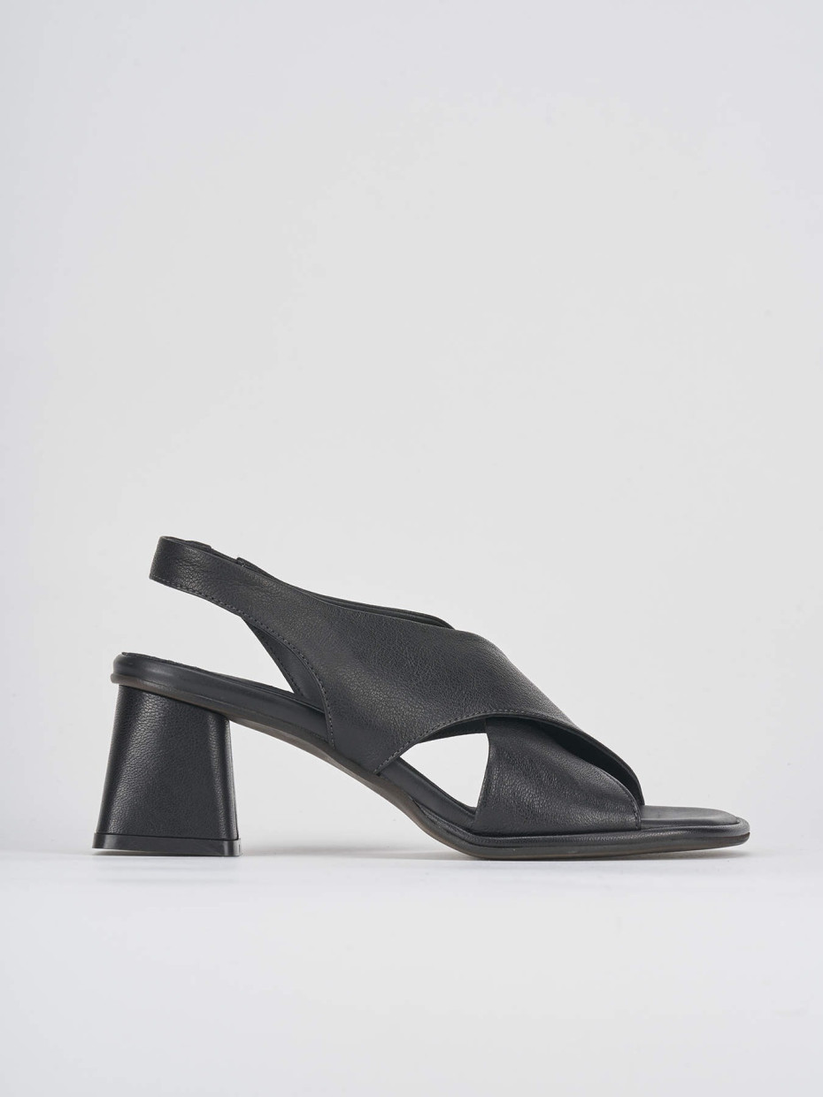 High heel sandals heel 6 cm black leather