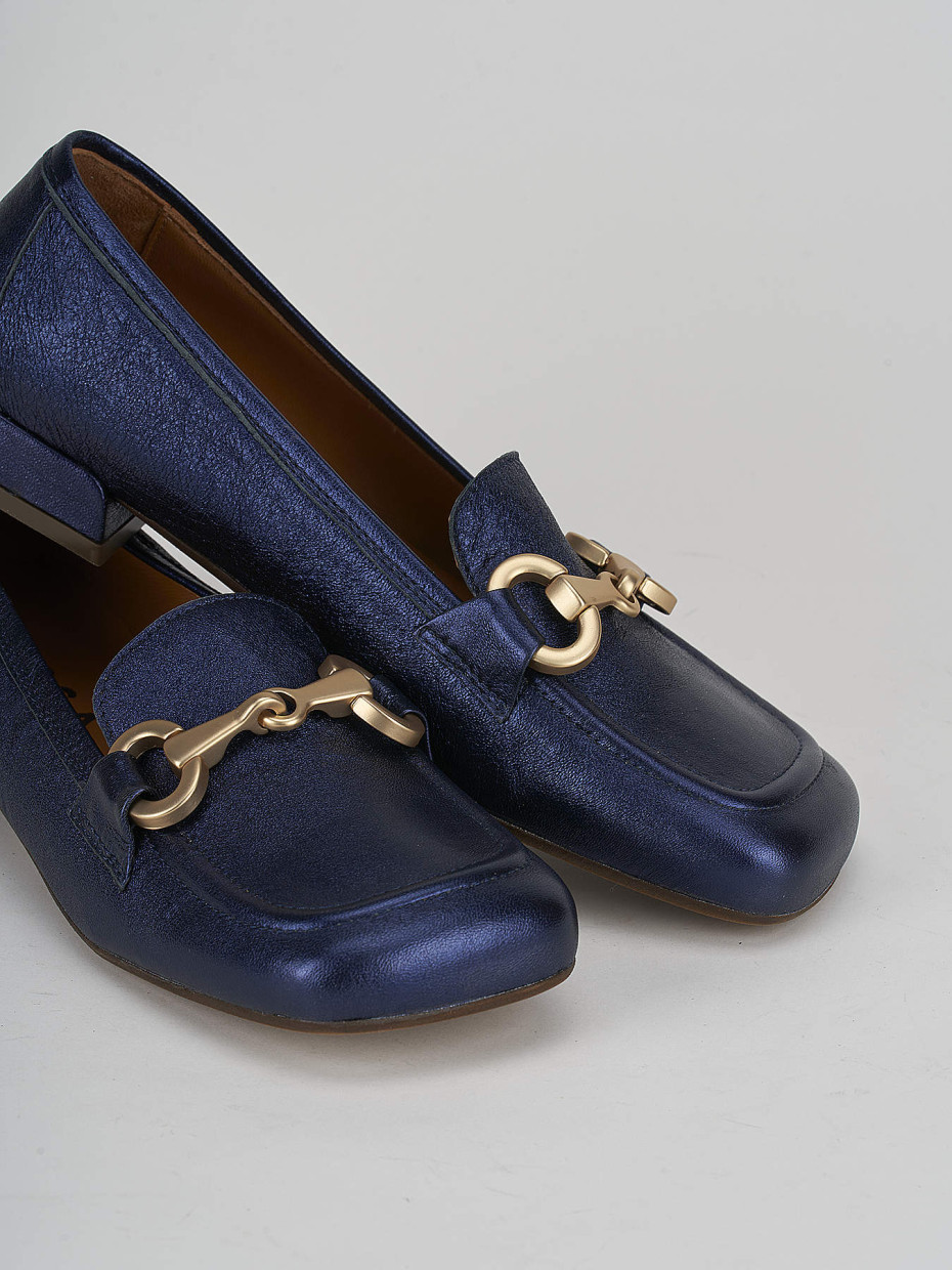 Loafers heel 2 cm blu leather