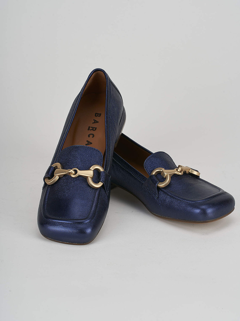 Loafers heel 2 cm blu leather