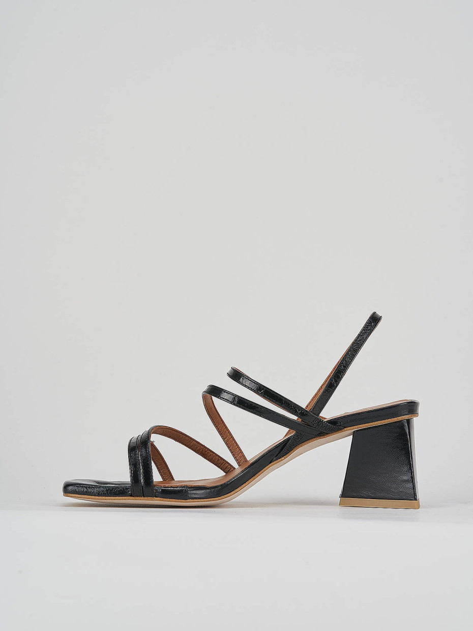 Sandalo tacco 6 cm nero pelle