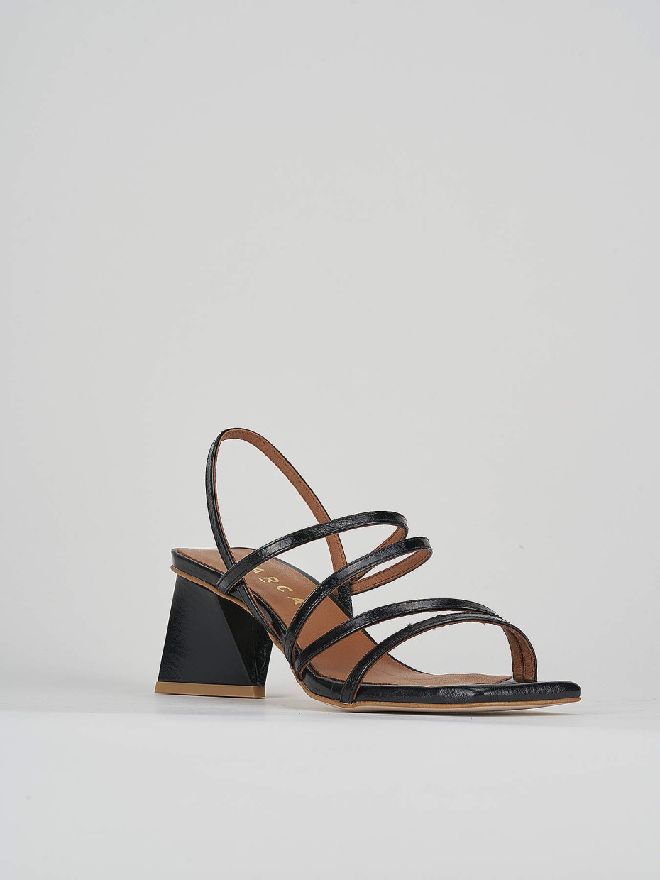 Sandalo tacco 6 cm nero pelle