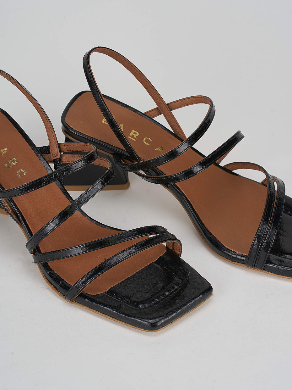 Sandalo tacco 6 cm nero pelle