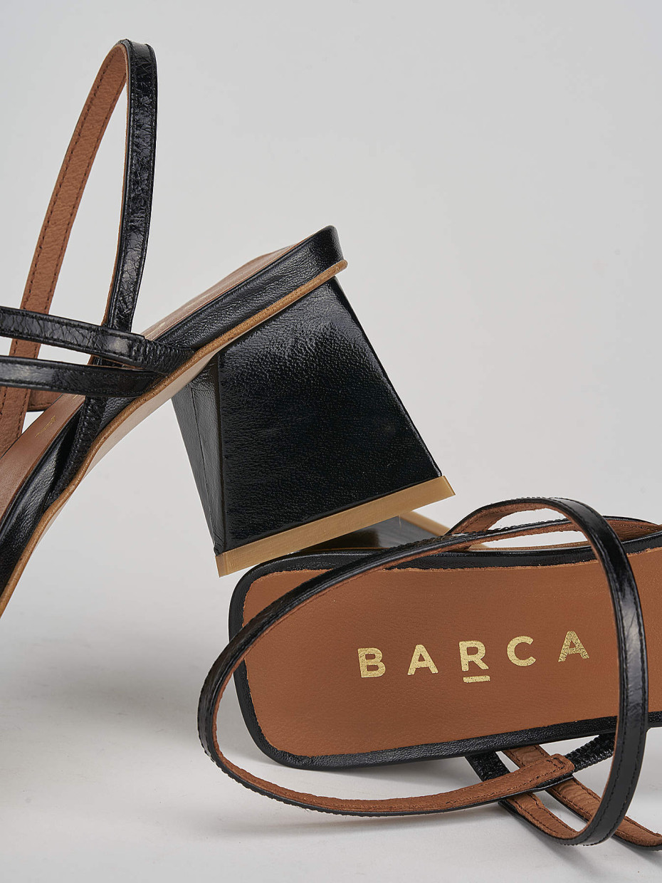 Sandalo tacco 6 cm nero pelle