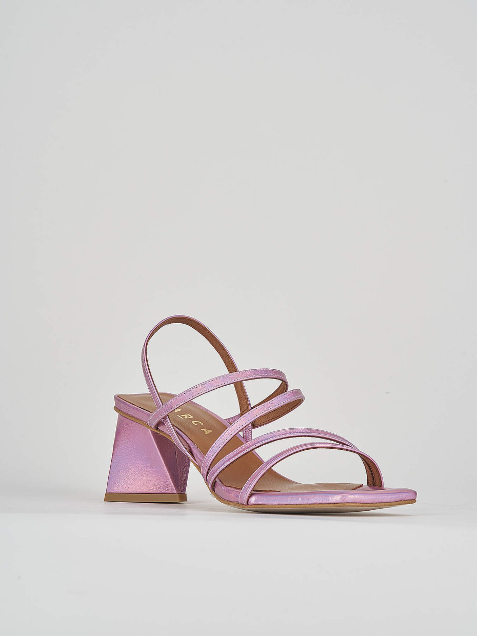 High heel sandals heel 6 cm pink leather