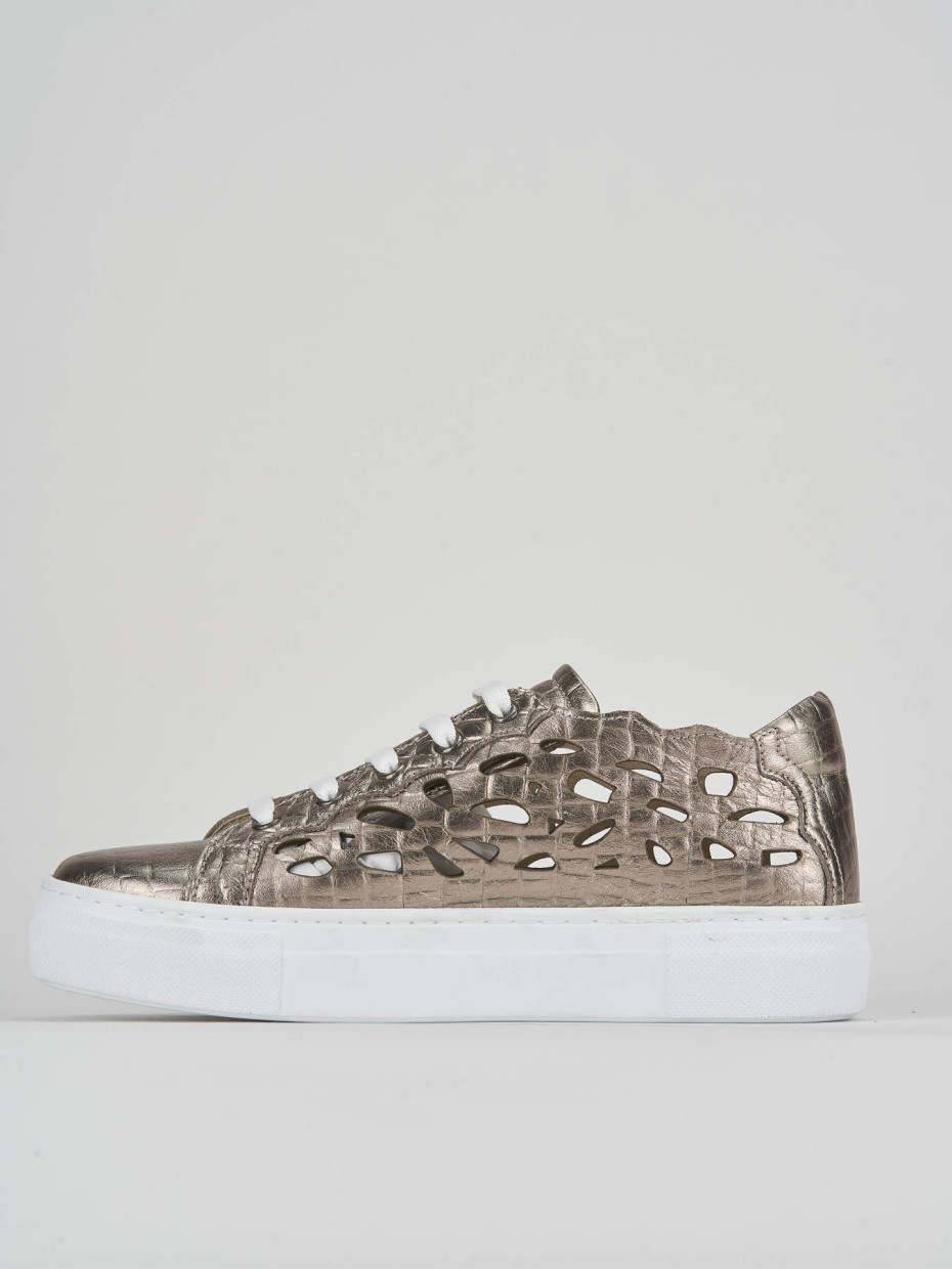 Sneakers pelle argento