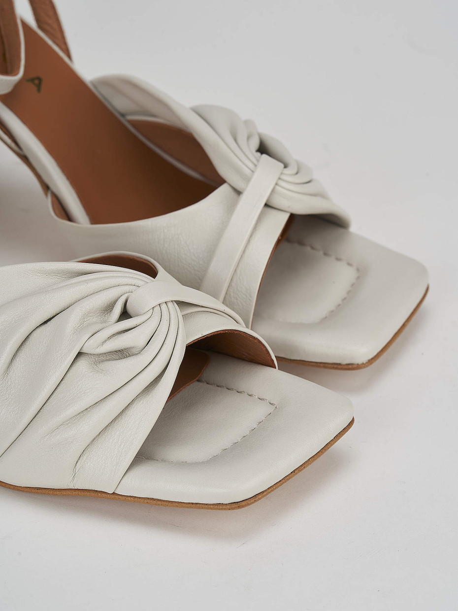 High heel sandals heel 7 cm white leather