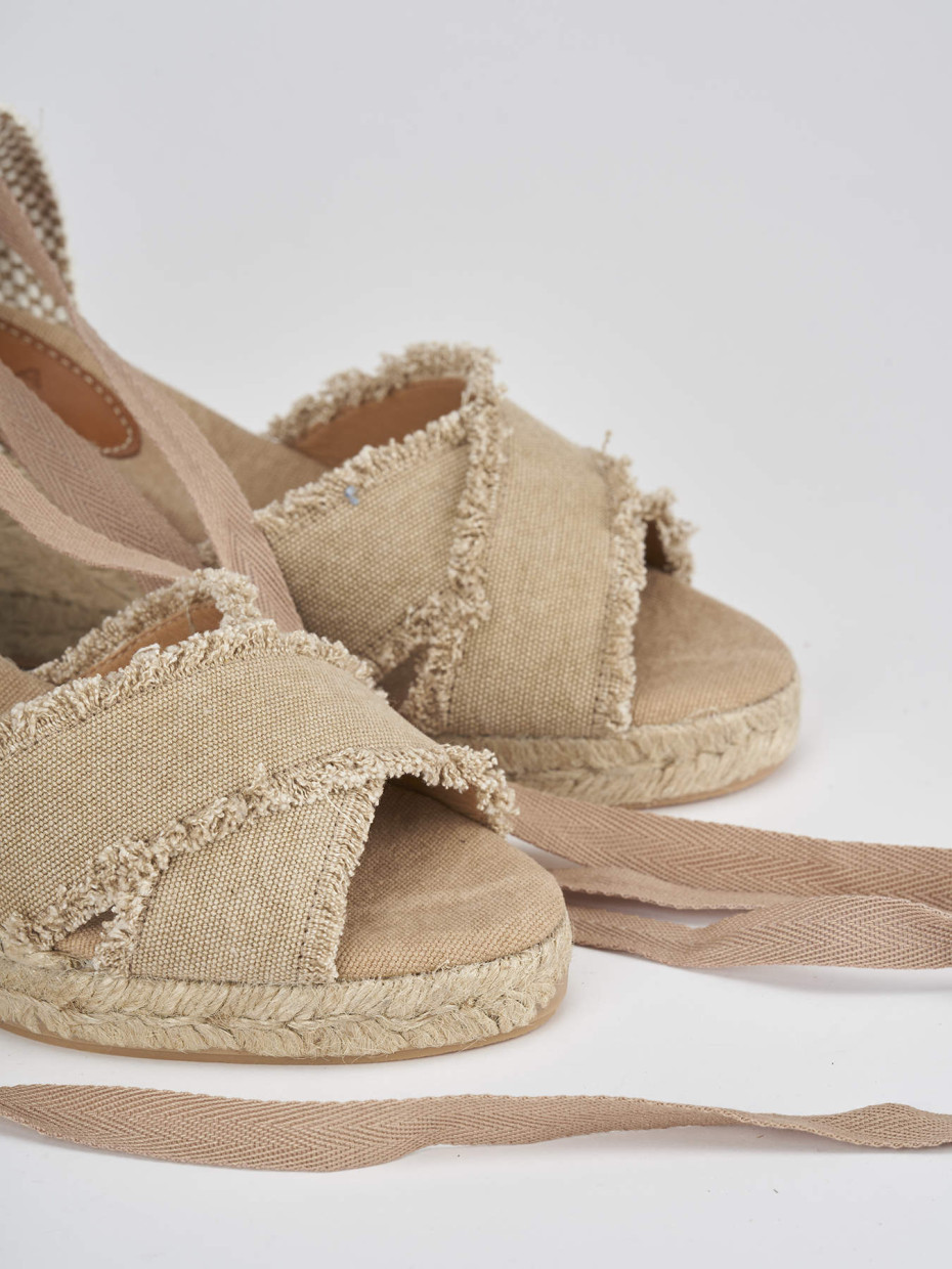 Espadrilla zeppa 6 cm beige tessuto