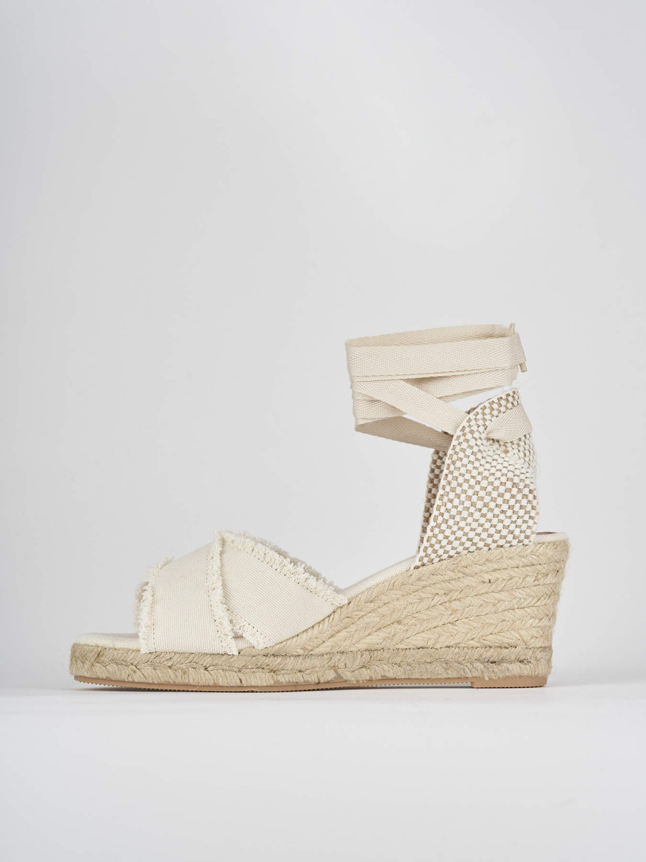 Espadrilla zeppa 6 cm bianco tessuto