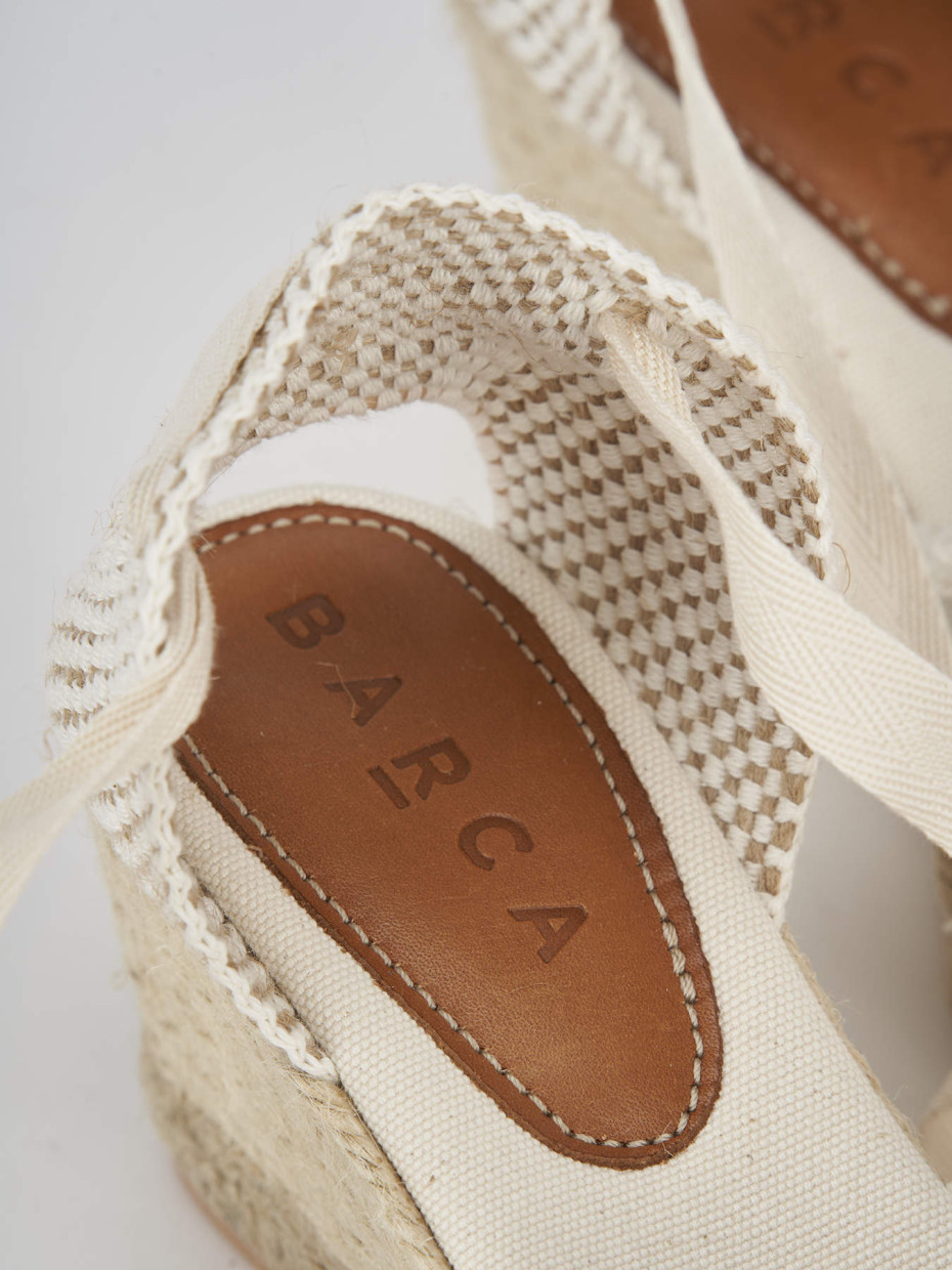 Espadrilla zeppa 6 cm bianco tessuto