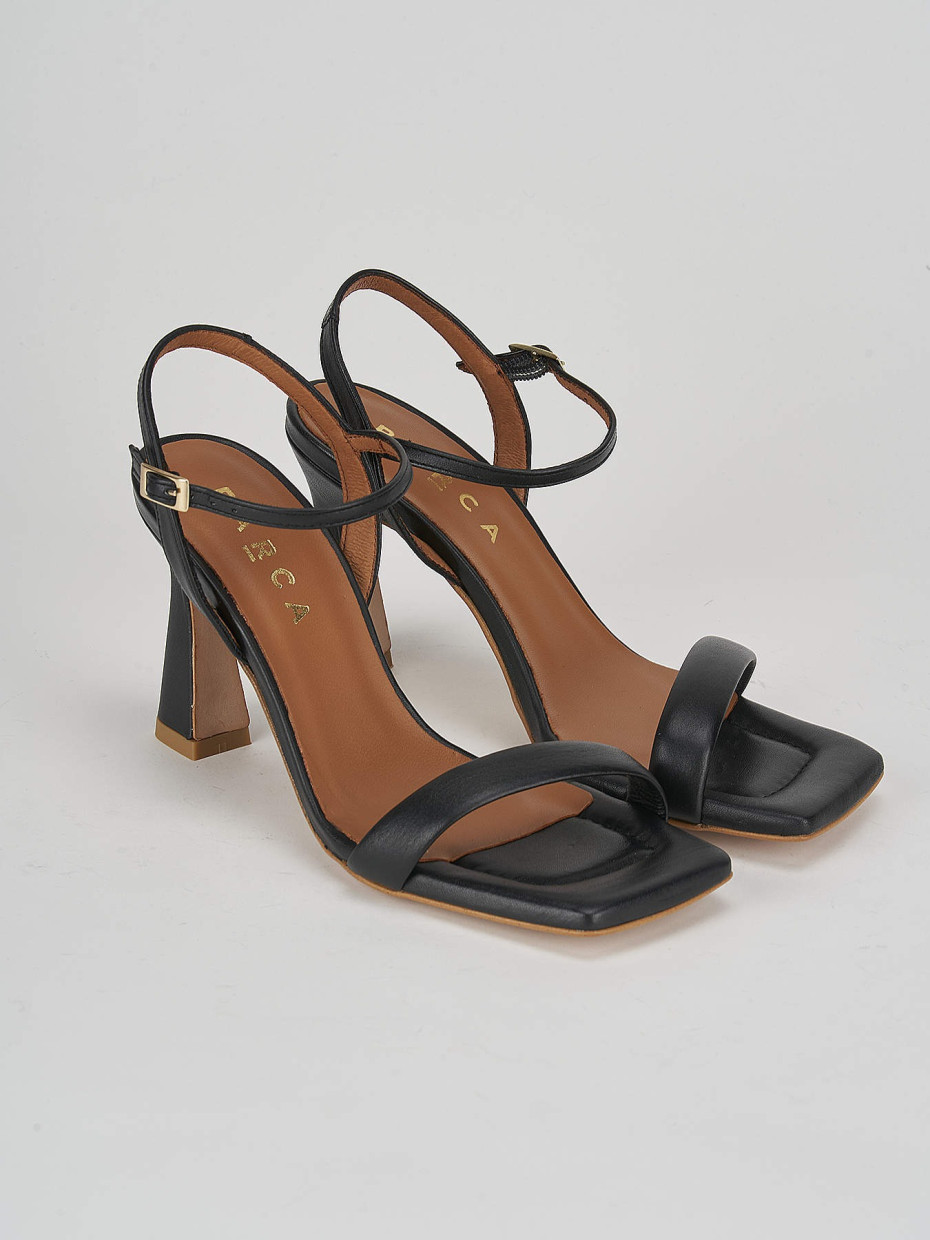 High heel sandals heel 8 cm black leather