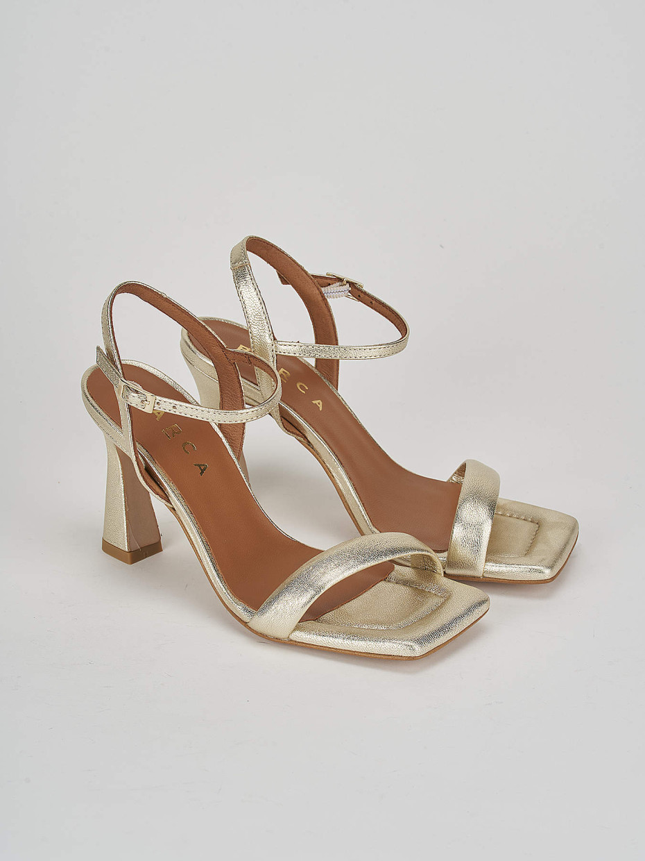 High heel sandals heel 8 cm gold leather