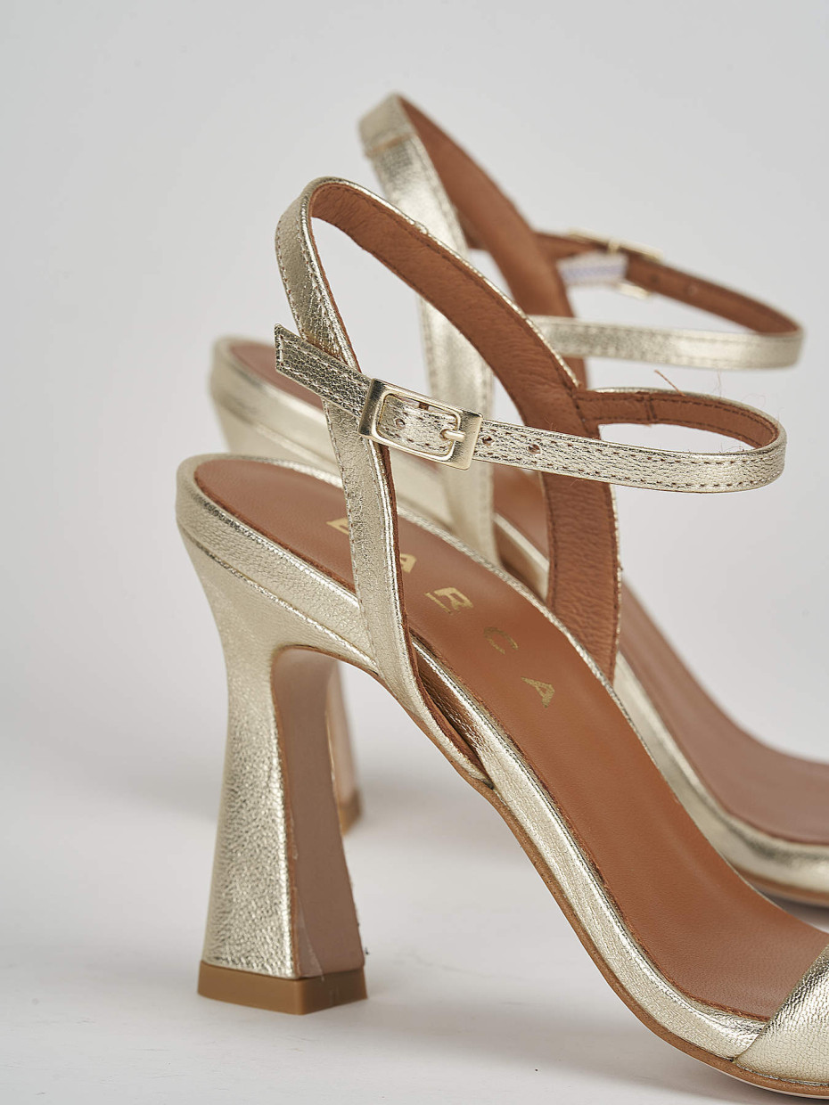 High heel sandals heel 8 cm gold leather