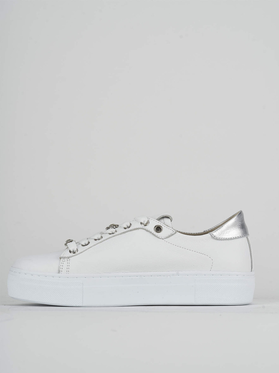 Sneakers pelle argento