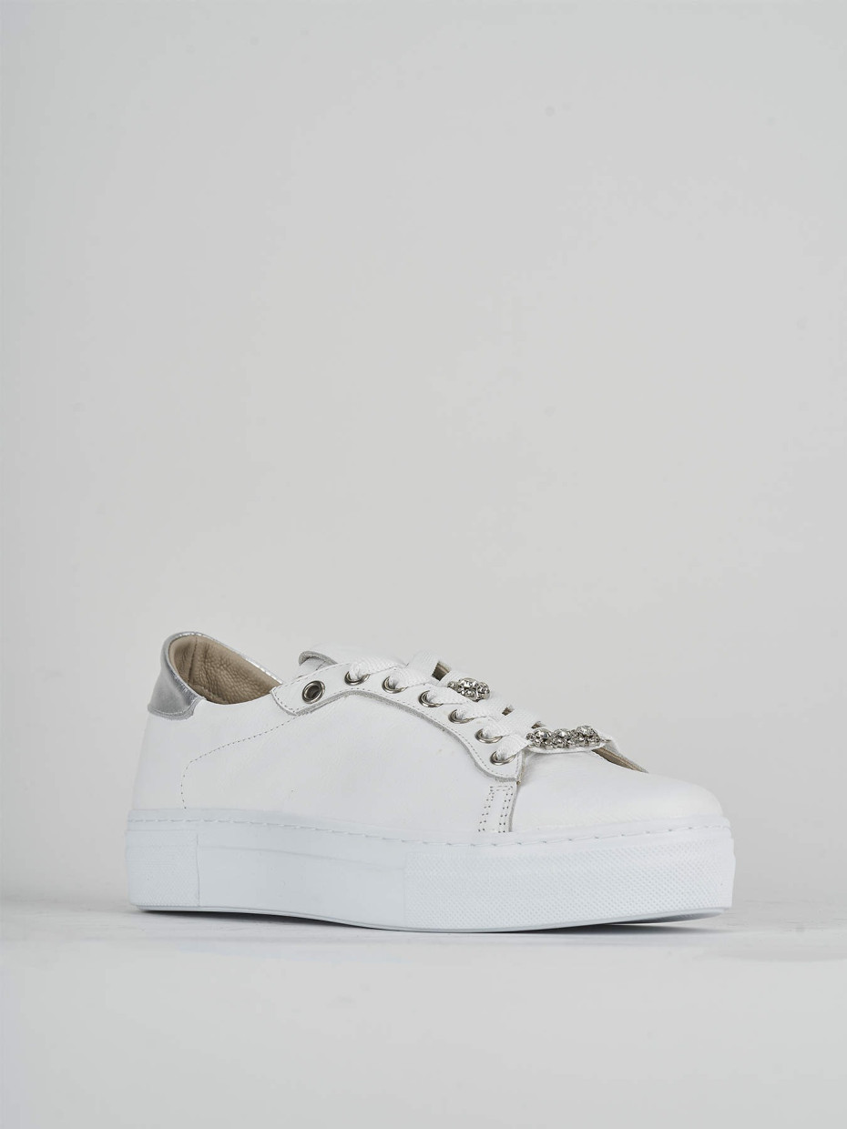 Sneakers pelle argento