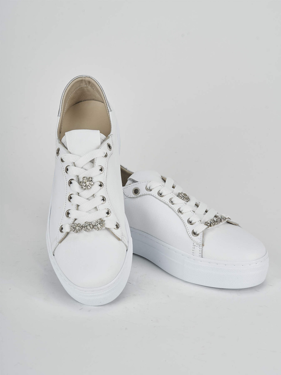 Sneakers pelle argento