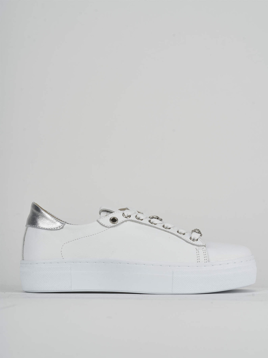 Sneakers pelle argento