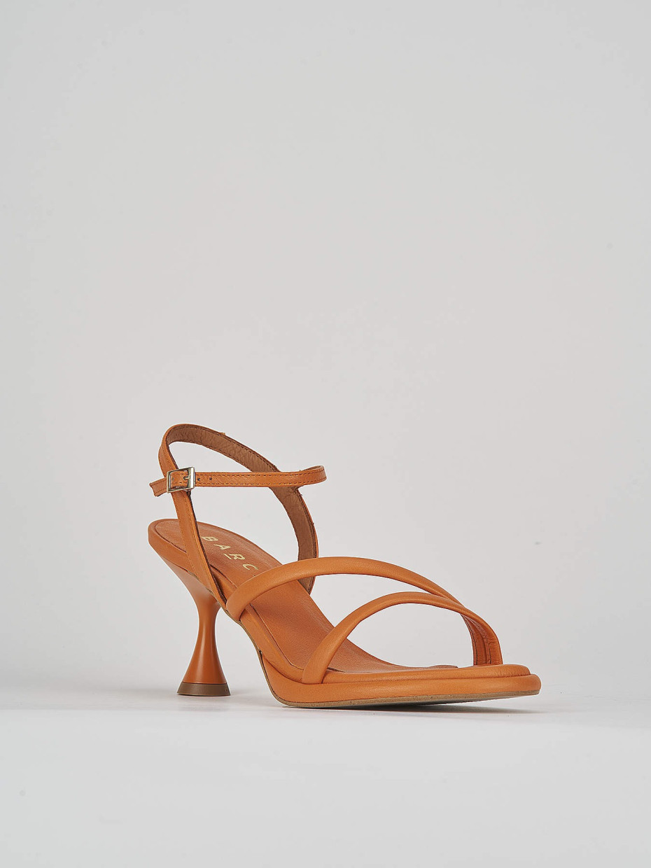 High heel sandals heel 6 cm orange leather