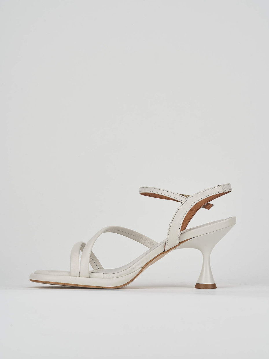 High heel sandals heel 6 cm white leather