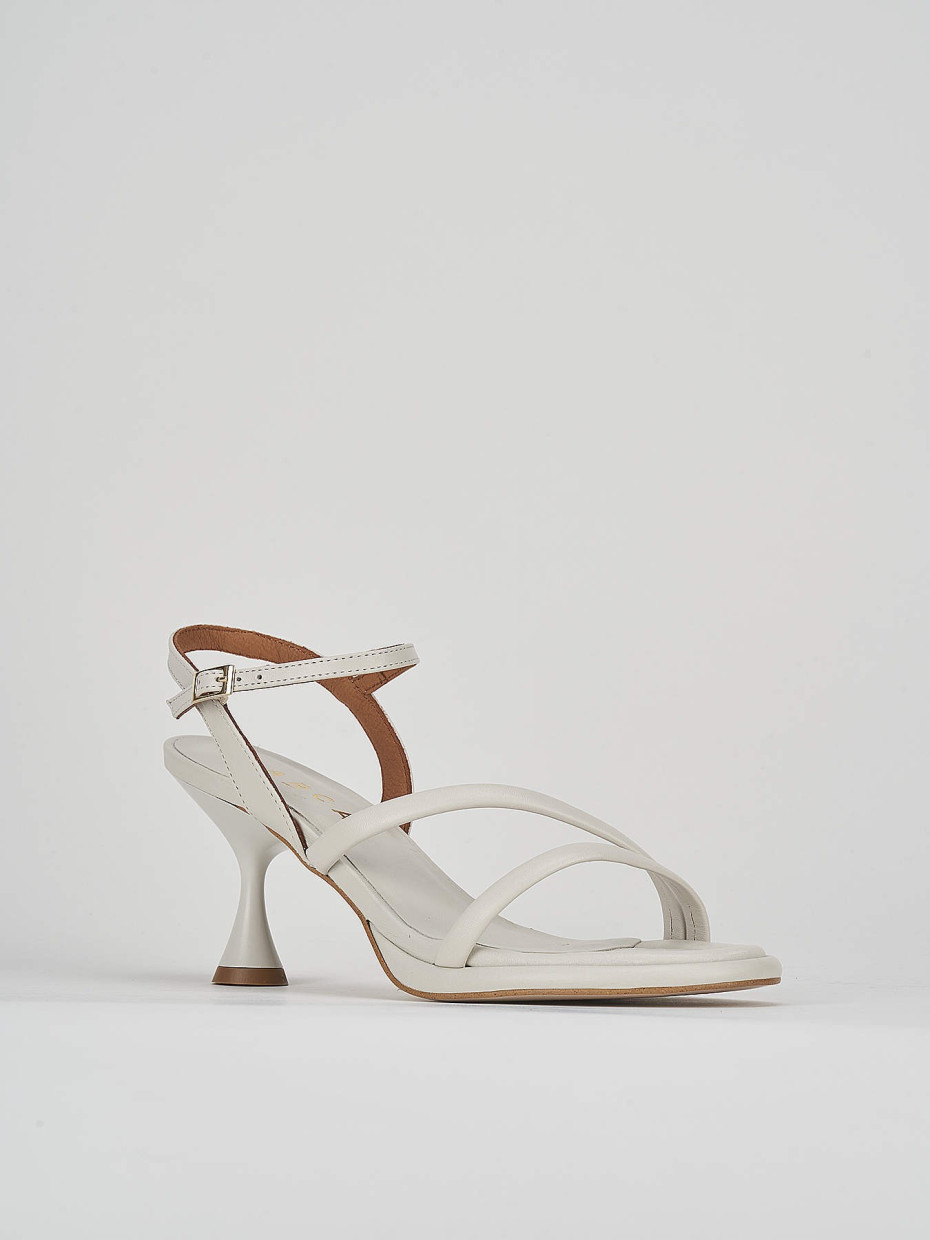 High heel sandals heel 6 cm white leather