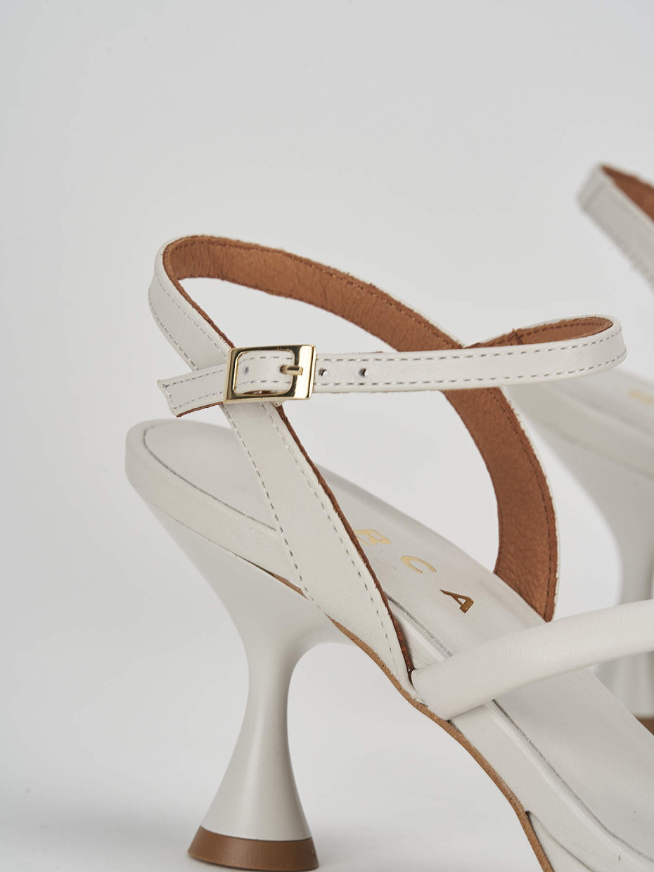 High heel sandals heel 6 cm white leather