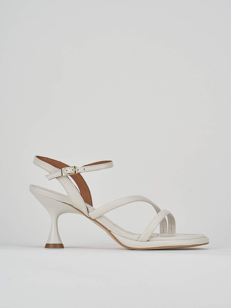 High heel sandals heel 6 cm white leather