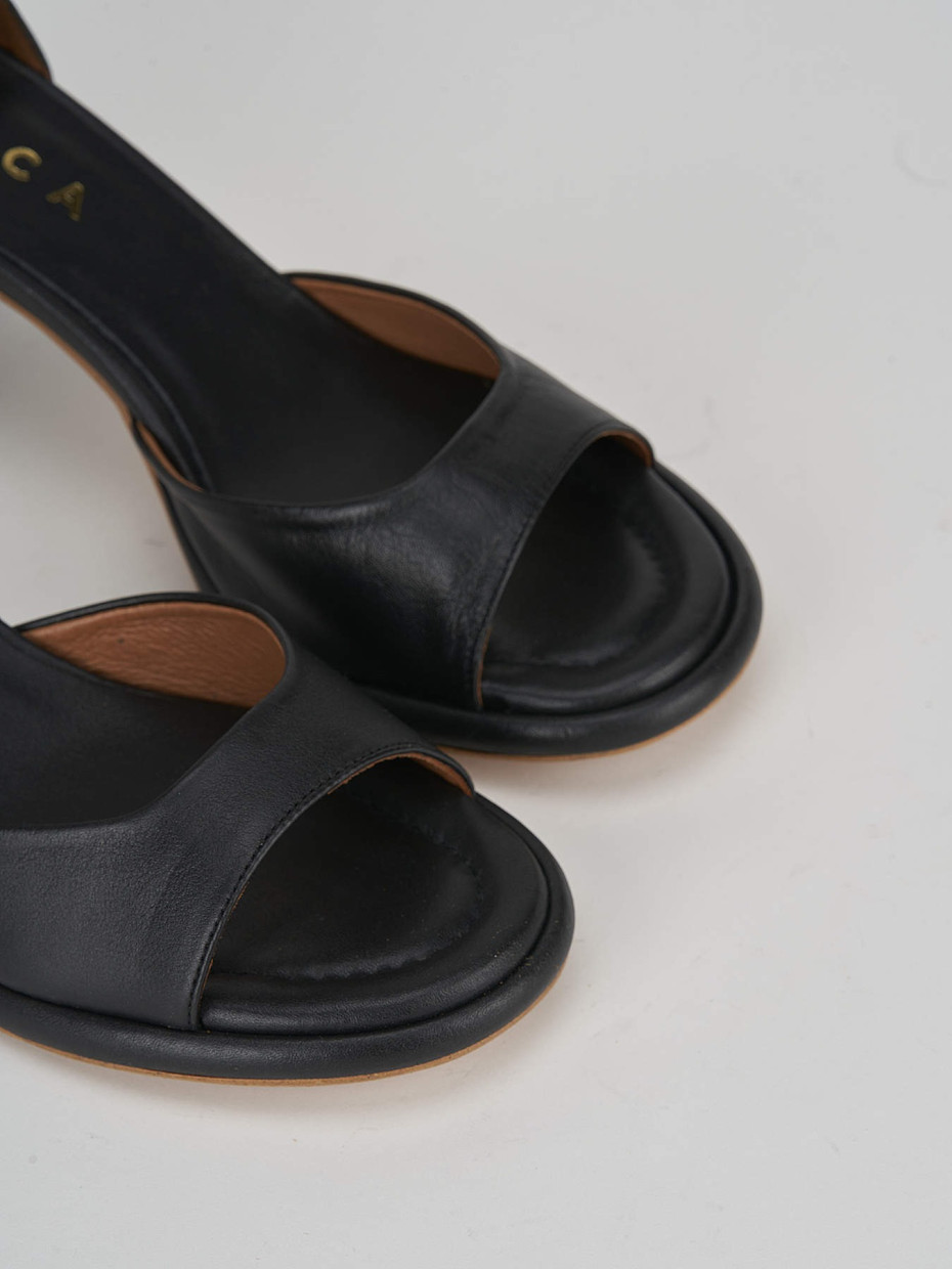 High heel sandals heel 6 cm black leather