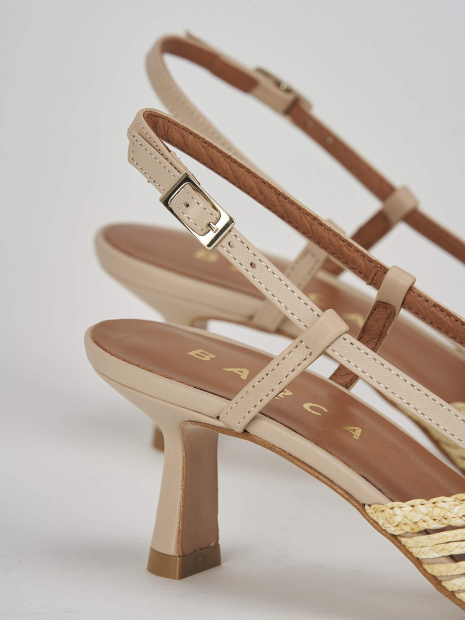 Décolleté e slingback tacco 5cm pelle beige