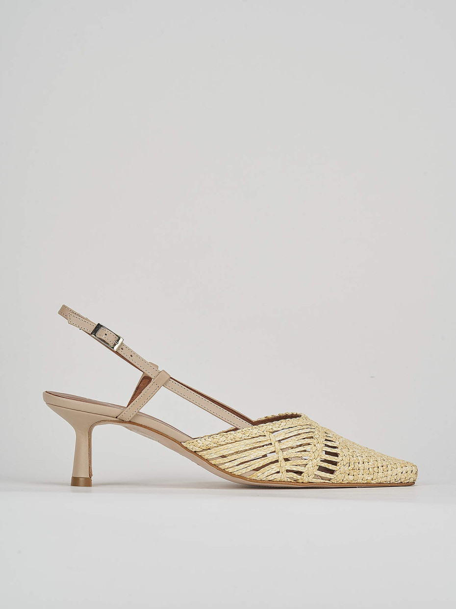 Décolleté e slingback tacco 5cm pelle beige