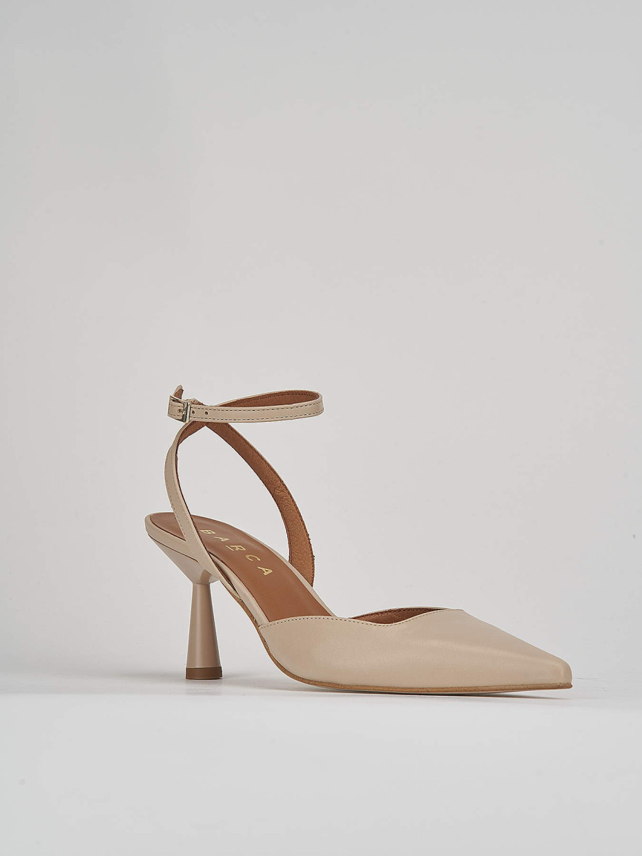 Pumps heel 7 cm beige leather