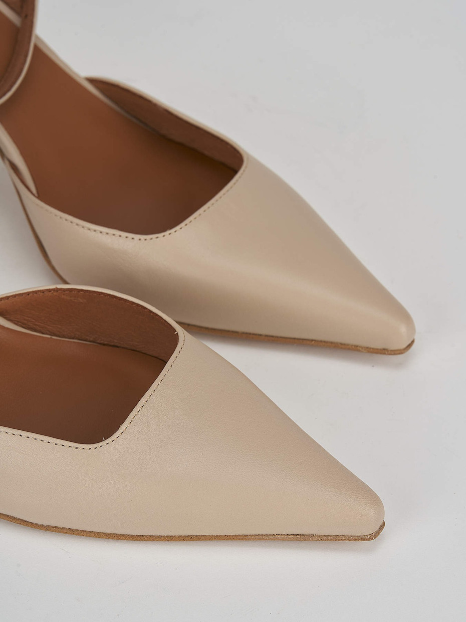 Pumps heel 7 cm beige leather