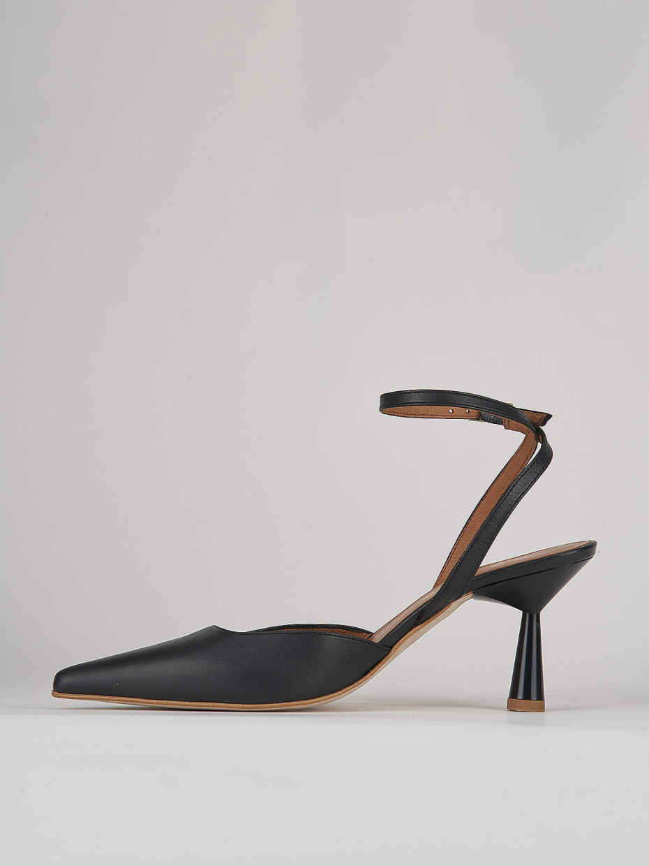 Décolleté e slingback tacco 7cm pelle nero