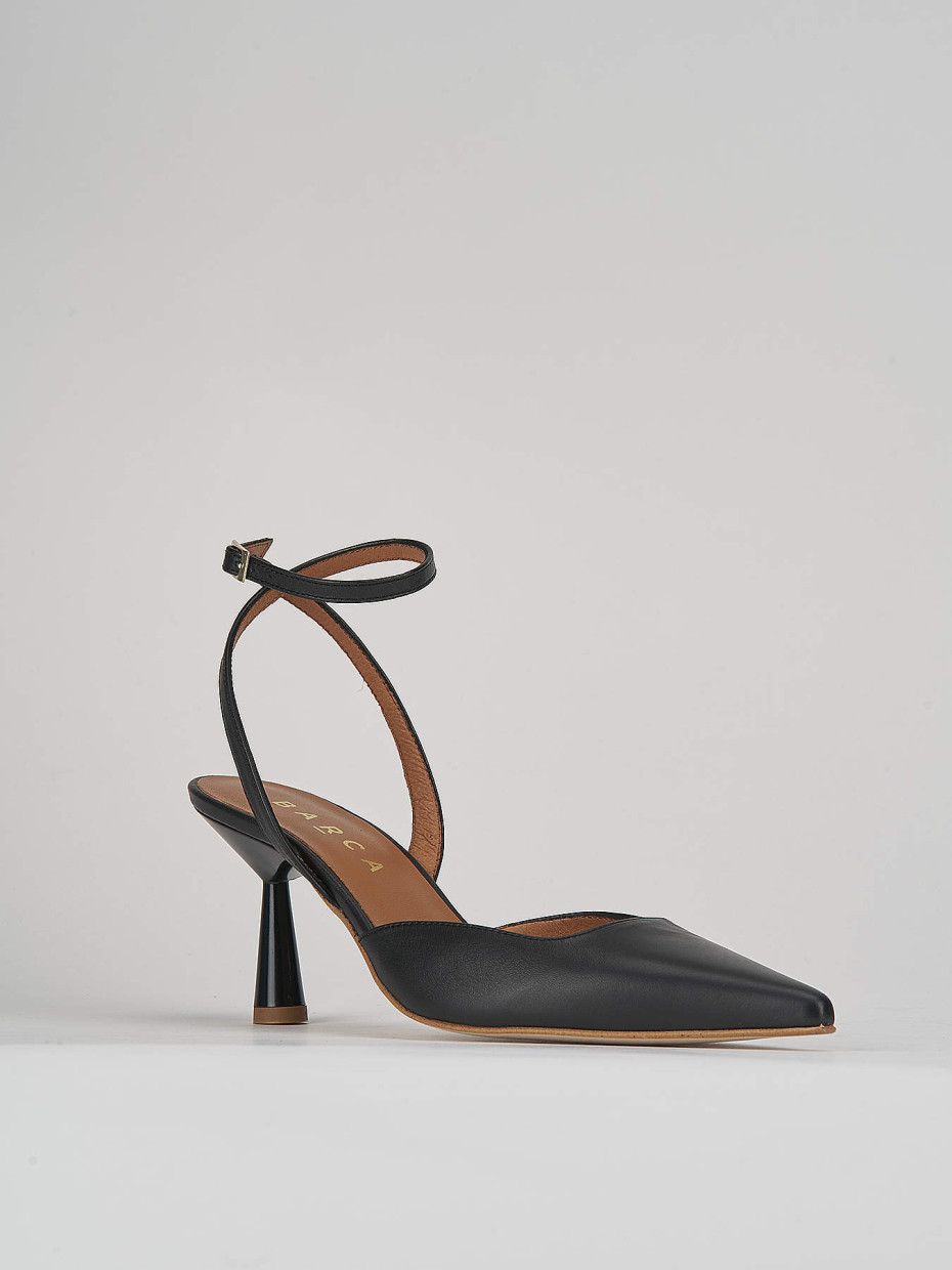 Décolleté e slingback tacco 7cm pelle nero