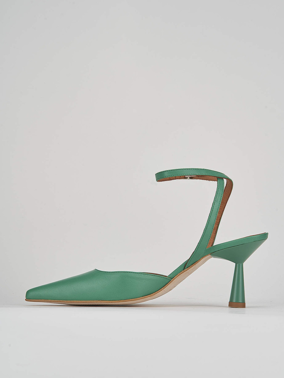 Décolleté e slingback tacco 7cm pelle verde