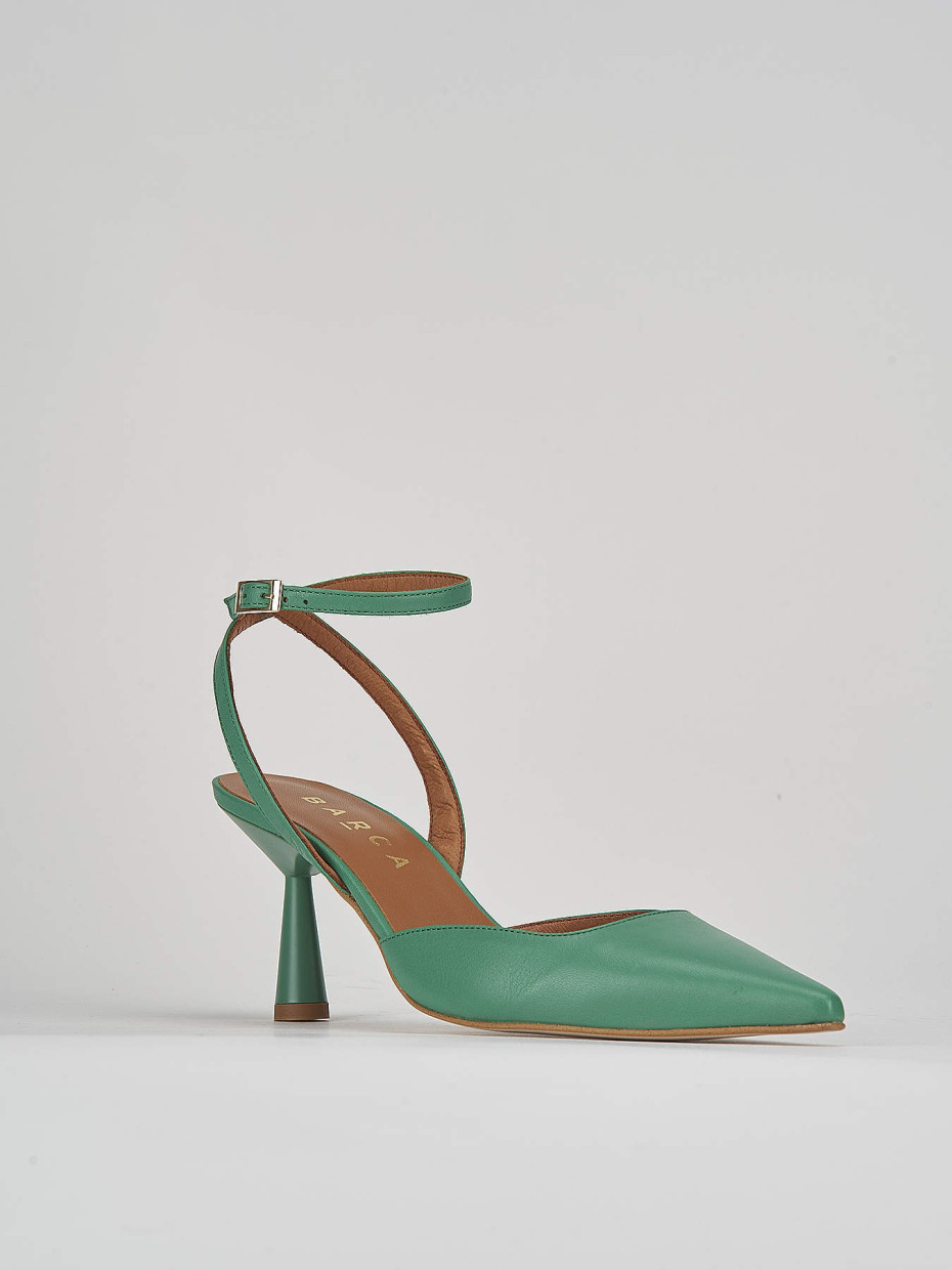 Décolleté e slingback tacco 7cm pelle verde