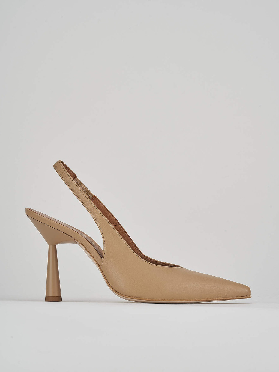 Pumps heel 9 cm brown leather