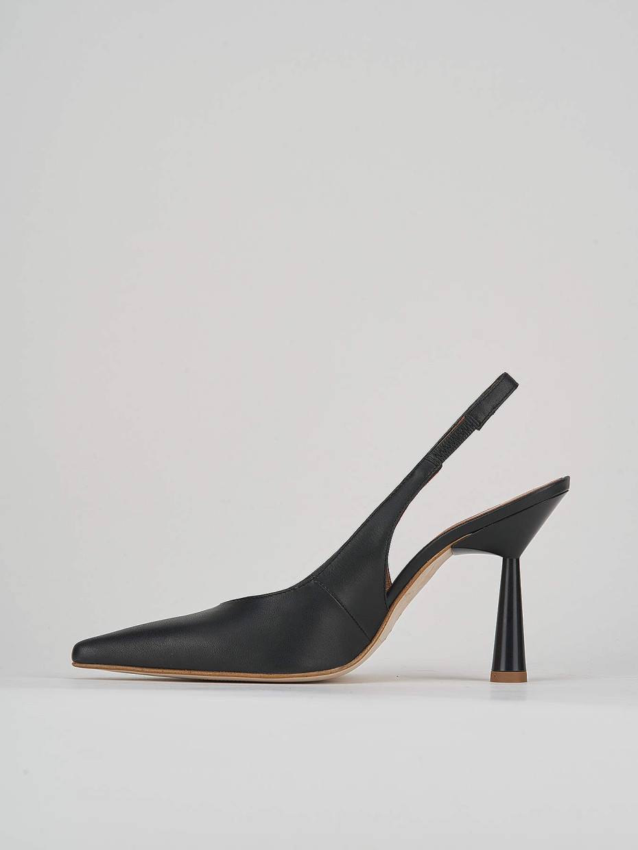 Décolleté e slingback tacco 9cm pelle nero
