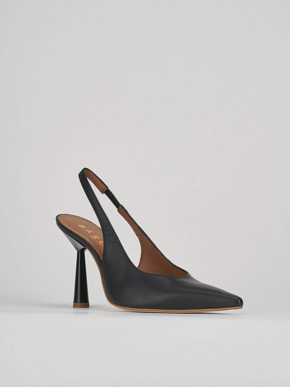 Décolleté e slingback tacco 9cm pelle nero