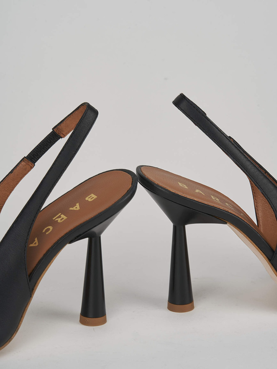 Décolleté e slingback tacco 9cm pelle nero