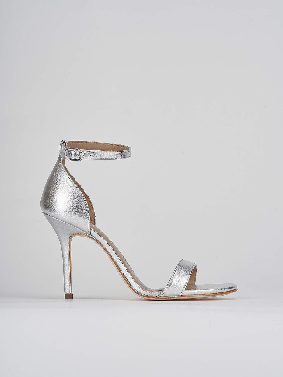 High heel sandals heel 8 cm silver leather