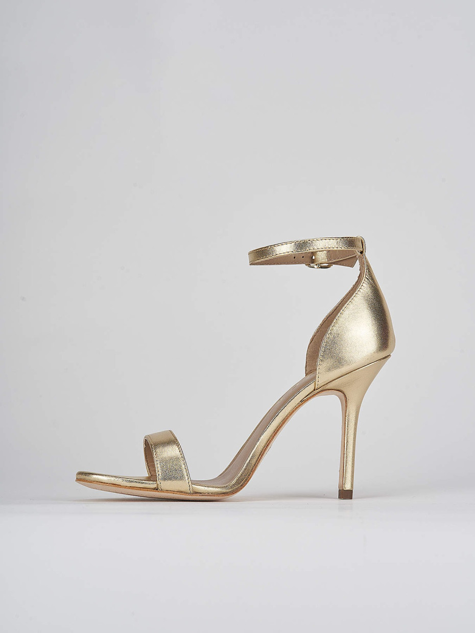 High heel sandals heel 8 cm gold leather