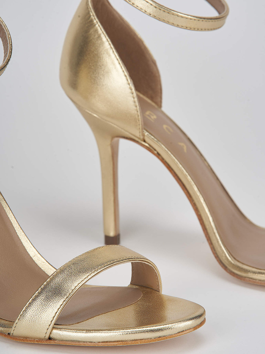 High heel sandals heel 8 cm gold leather