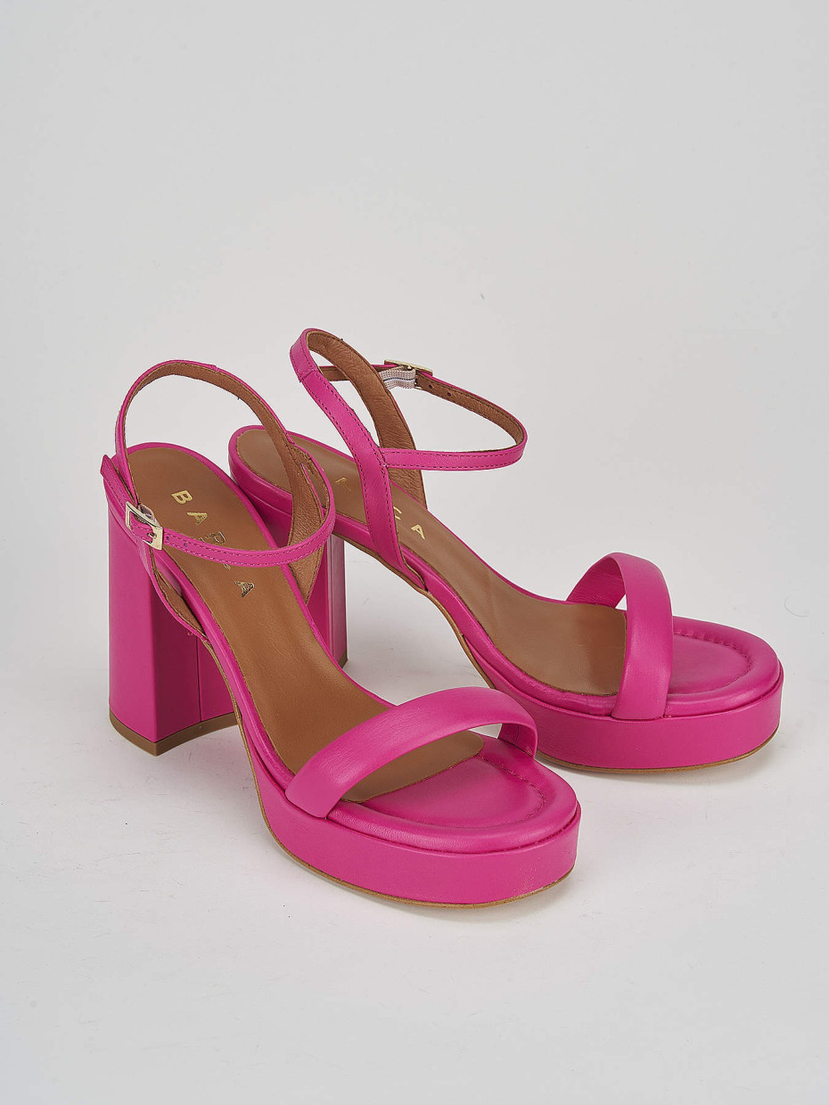 High heel sandals heel 9 cm pink leather