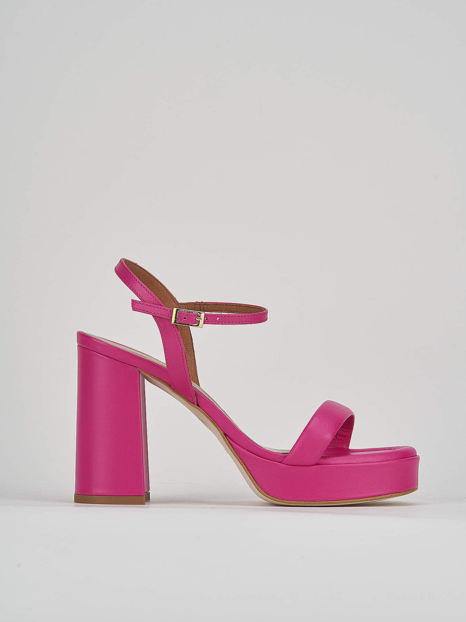 High heel sandals heel 9 cm pink leather